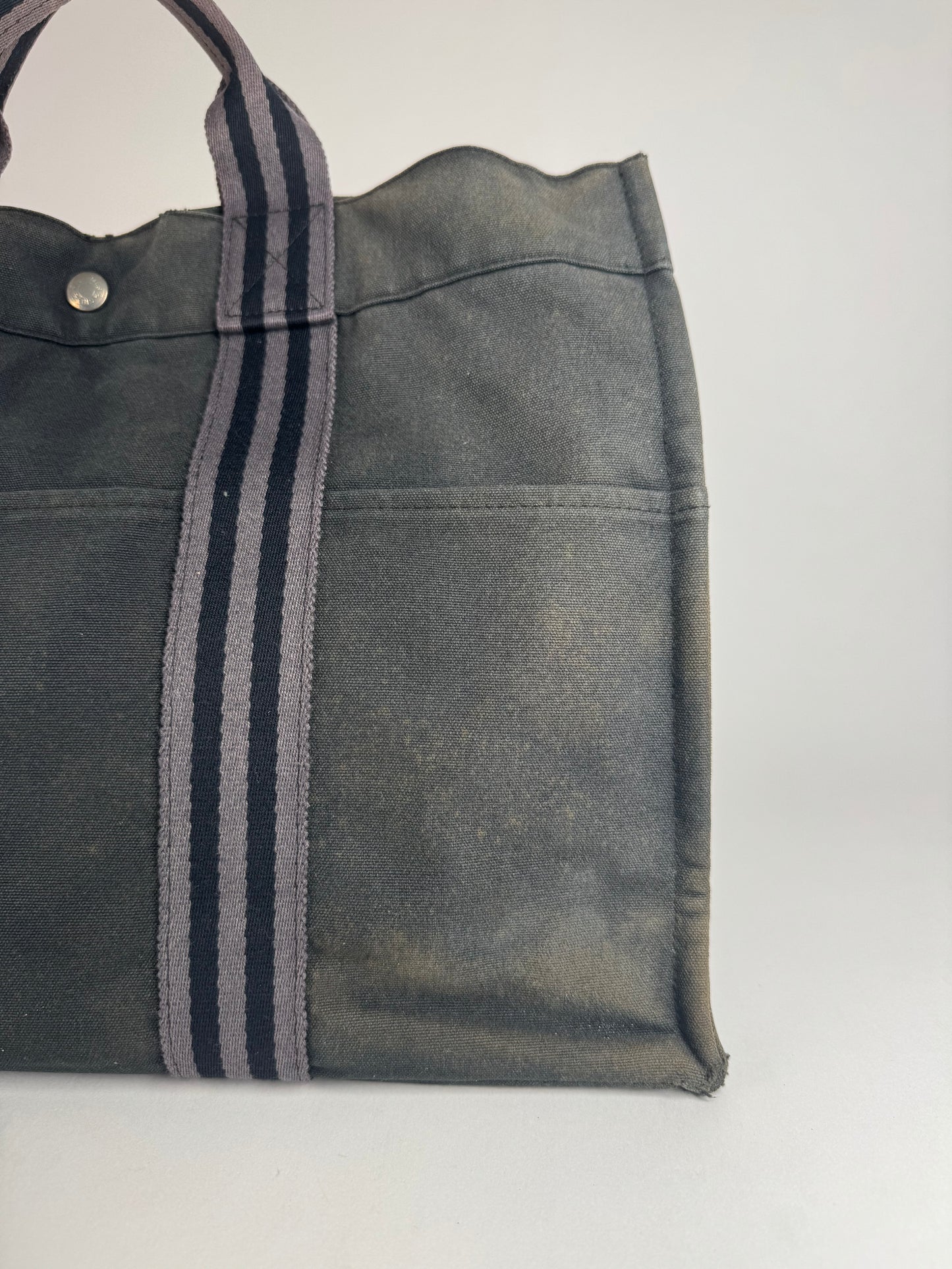 Vintage Hermes Canvas Tote Bag black Grey