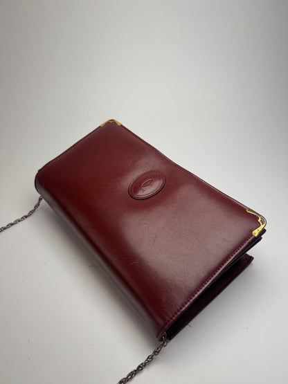 Vintage Cartier Leather Bag Burgundy