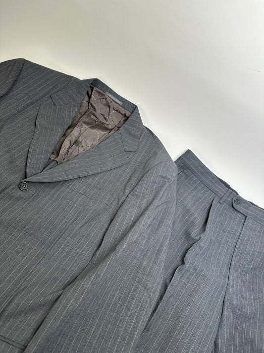 Vintage Mens Givenchy Pinstripe Wool Suit Grey M