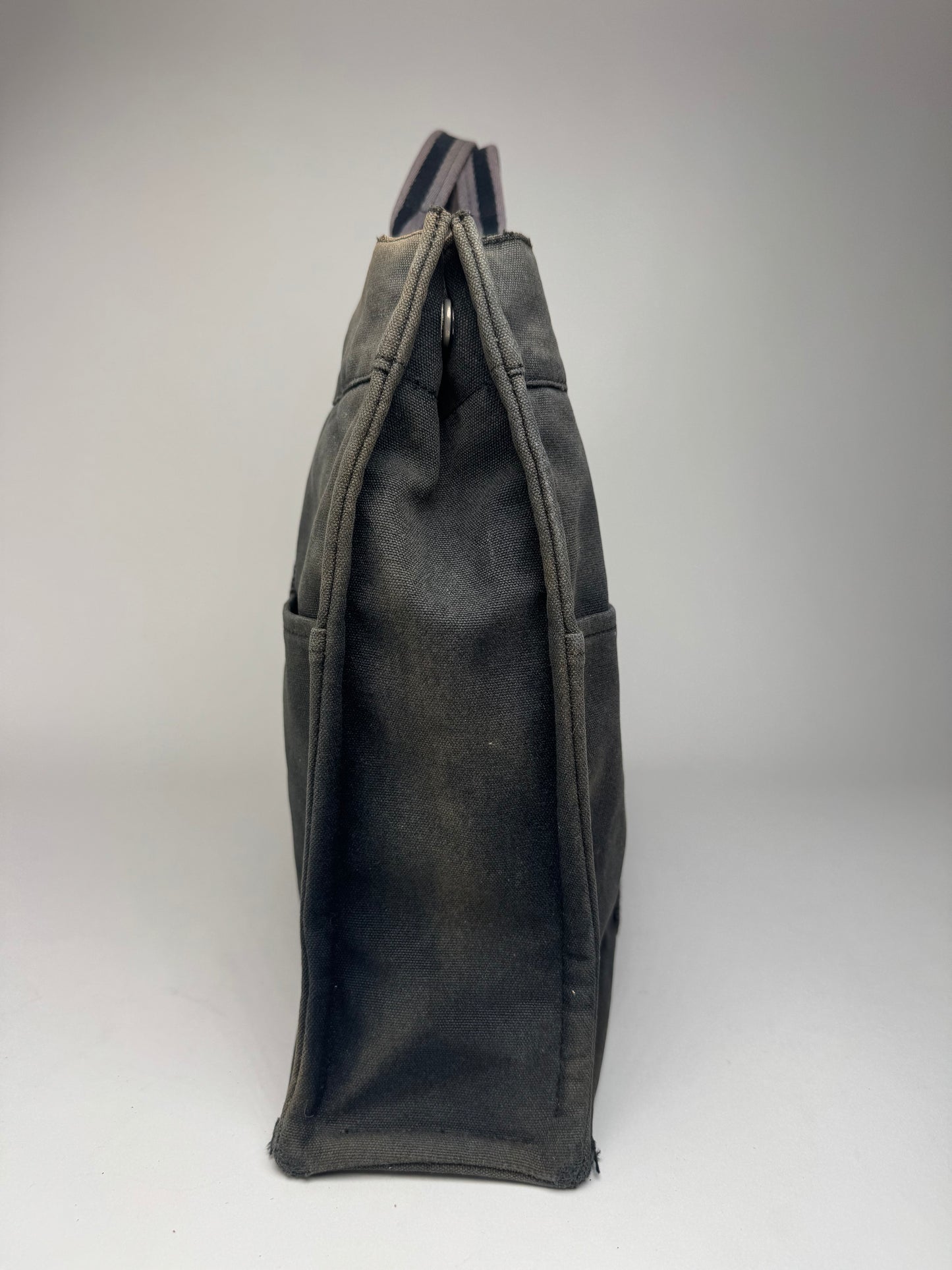 Vintage Hermes Canvas Tote Bag black Grey