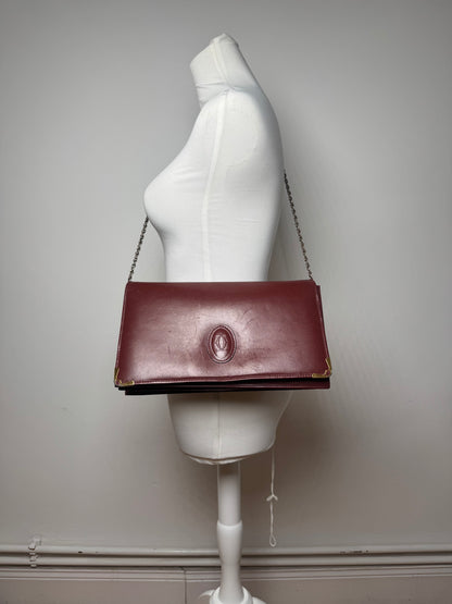Vintage Cartier Leather Bag Burgundy