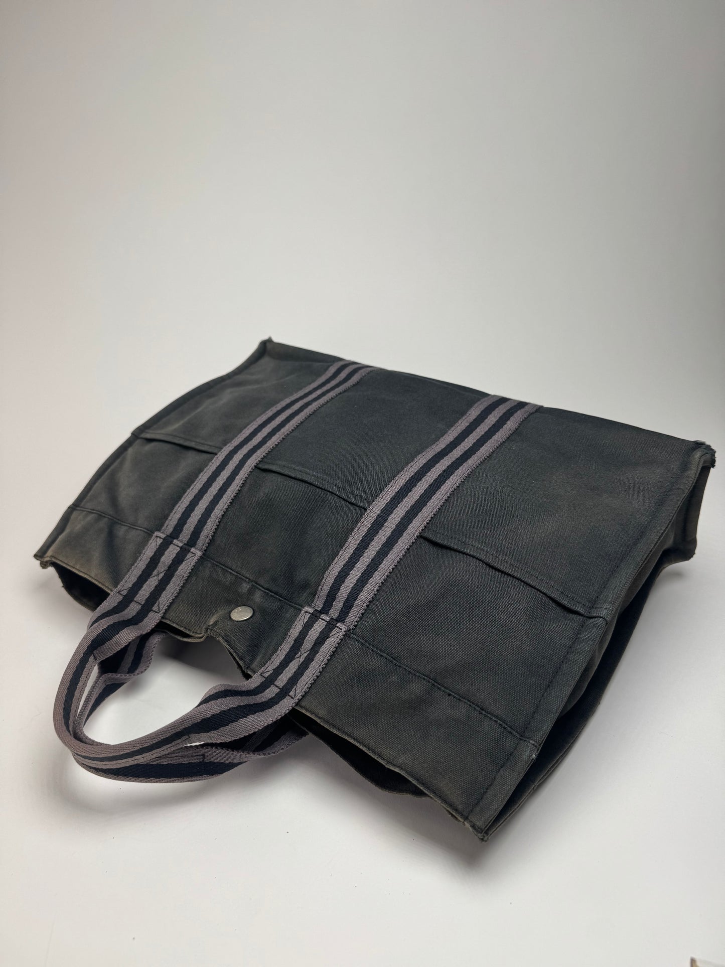 Vintage Hermes Canvas Tote Bag black Grey