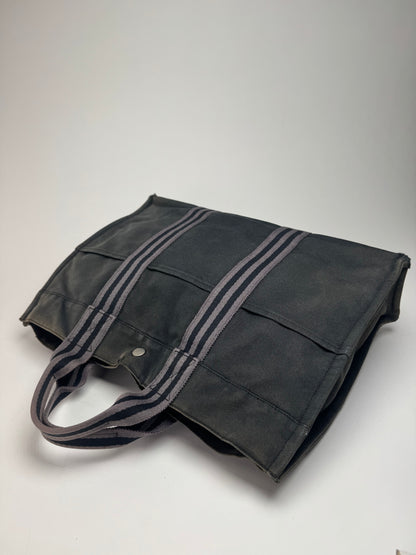 Vintage Hermes Canvas Tote Bag black Grey
