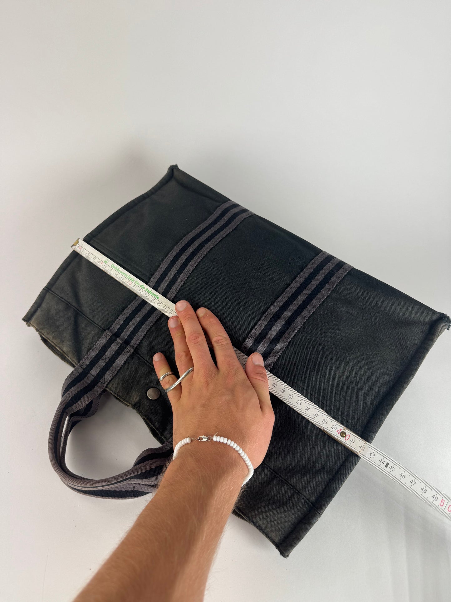 Vintage Hermes Canvas Tote Bag black Grey