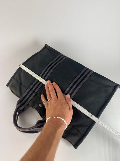 Vintage Hermes Canvas Tote Bag black Grey