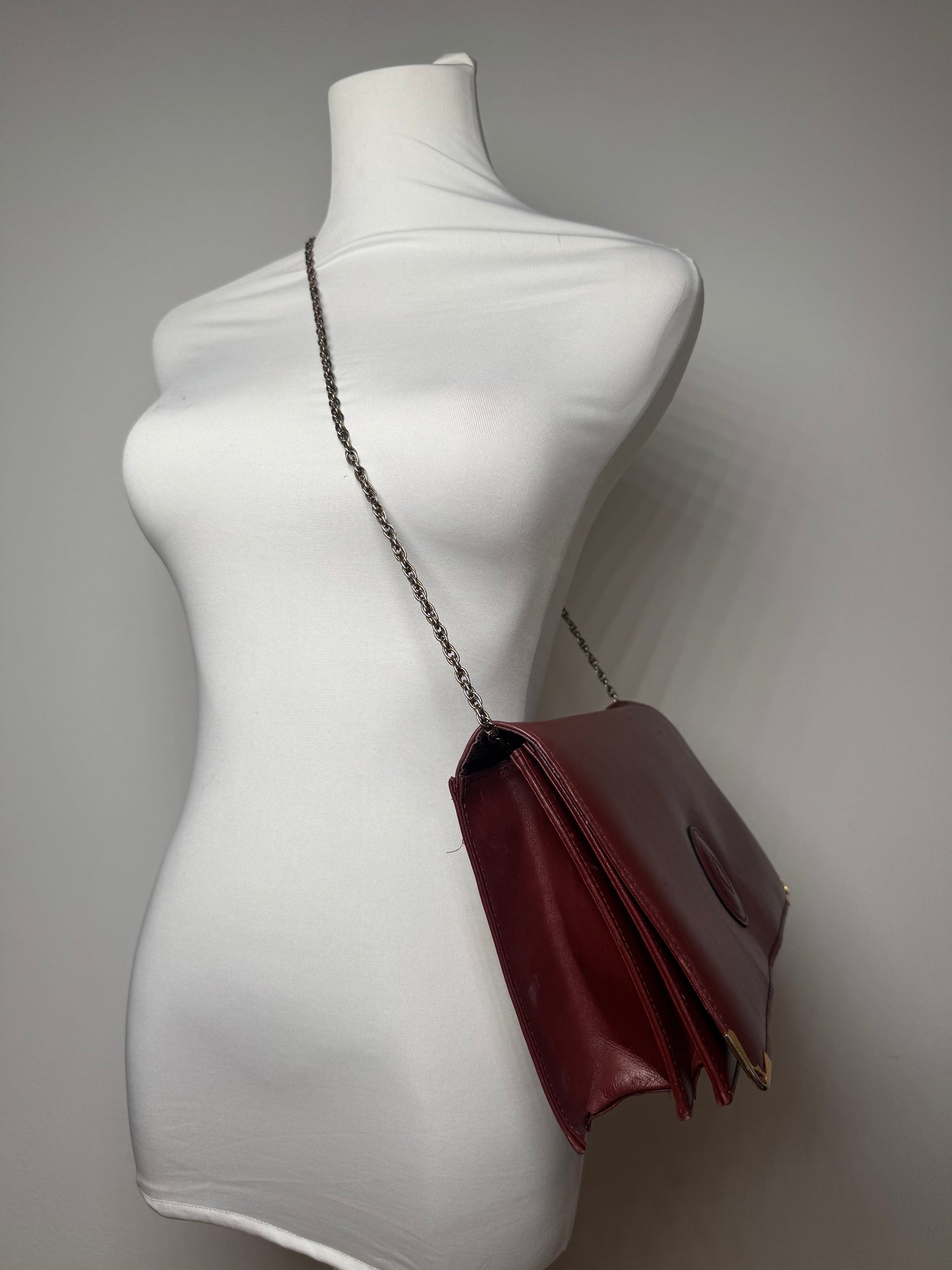 Vintage Cartier Leather Bag Burgundy