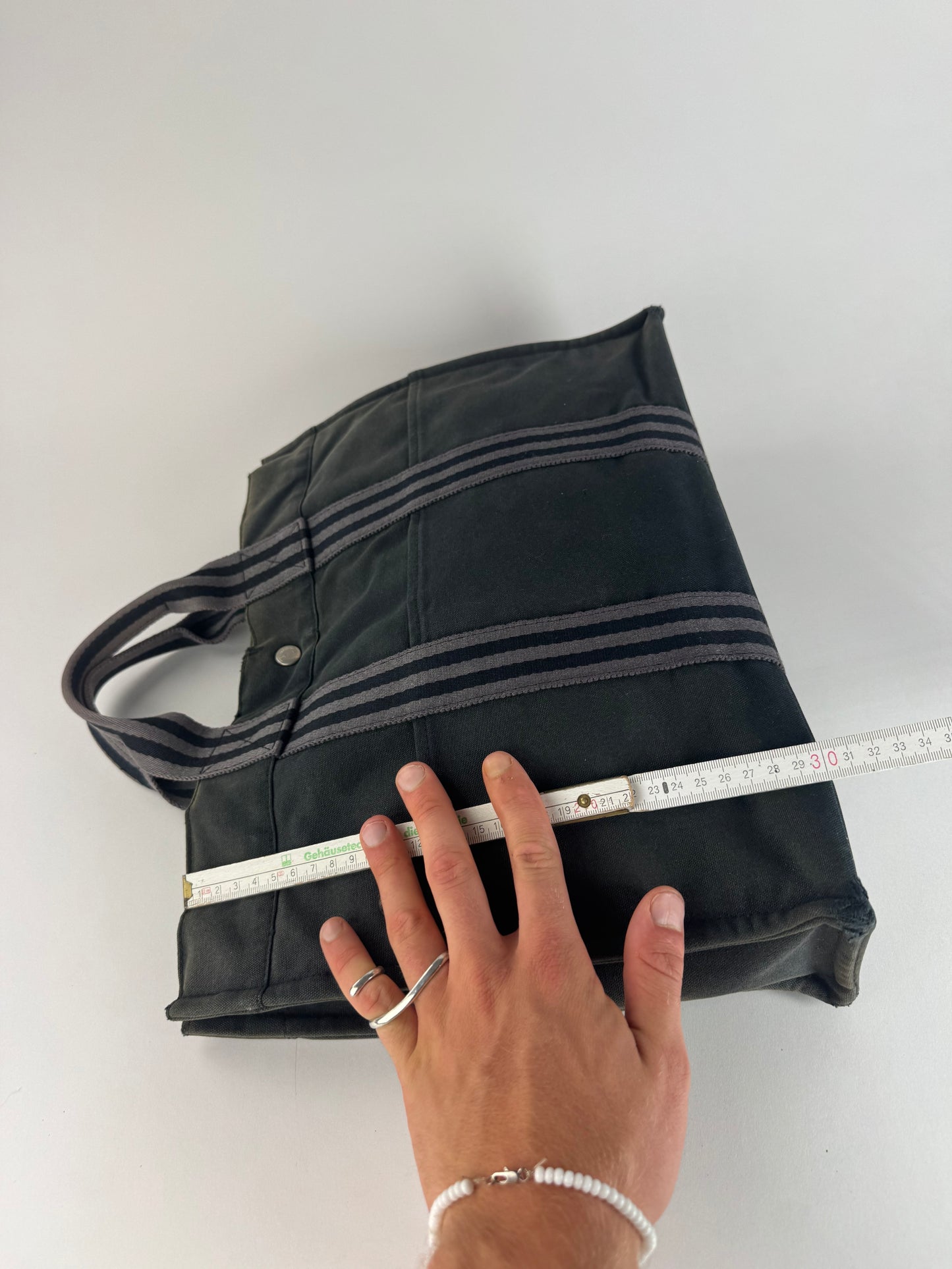 Vintage Hermes Canvas Tote Bag black Grey