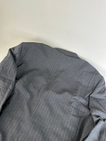 Vintage Mens Givenchy Pinstripe Wool Suit Grey M