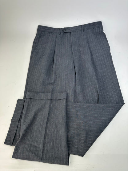 Vintage Mens Givenchy Pinstripe Wool Suit Grey M