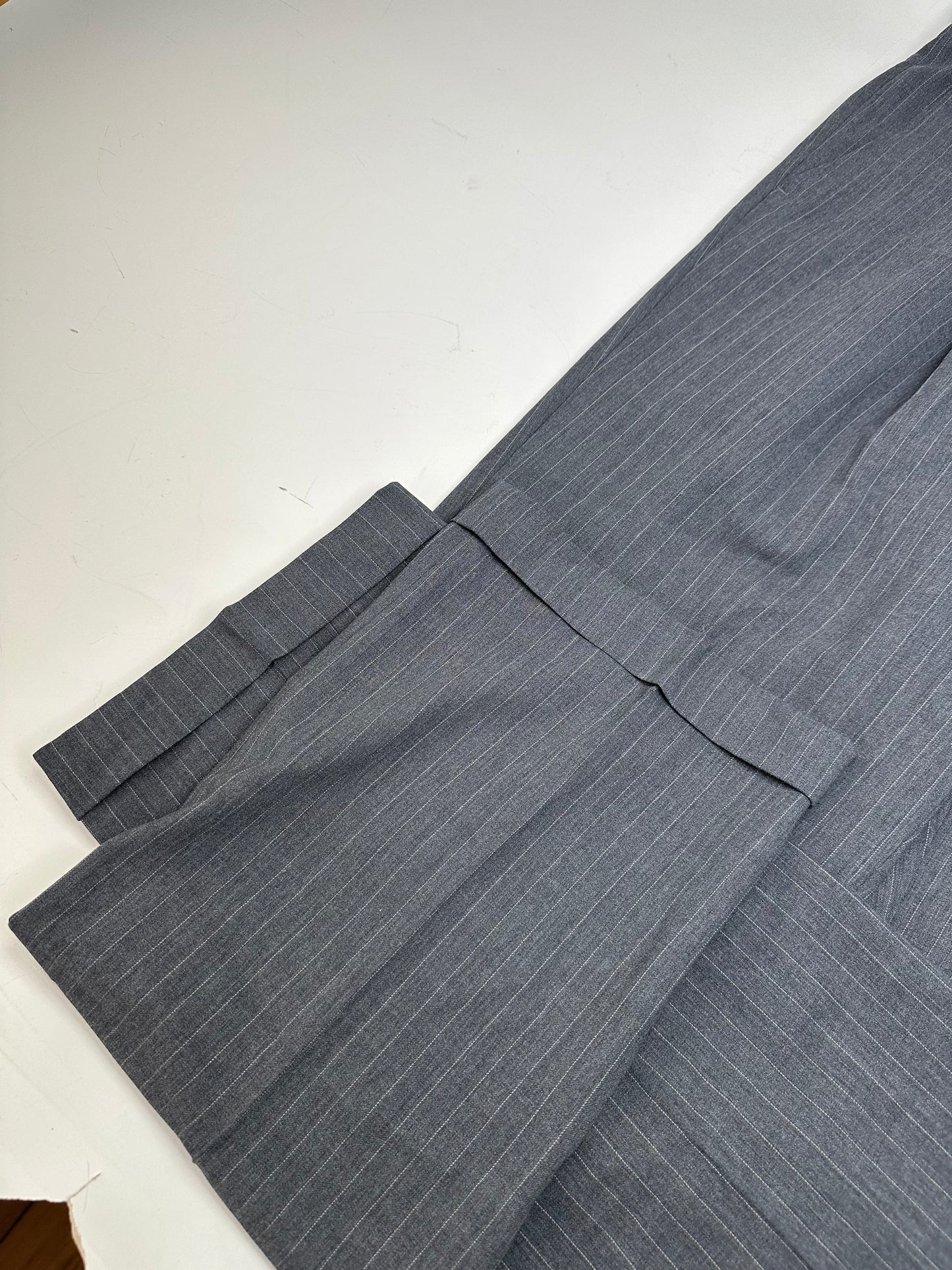 Vintage Mens Givenchy Pinstripe Wool Suit Grey M