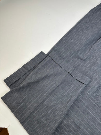 Vintage Mens Givenchy Pinstripe Wool Suit Grey M