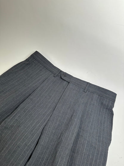 Vintage Mens Givenchy Pinstripe Wool Suit Grey M