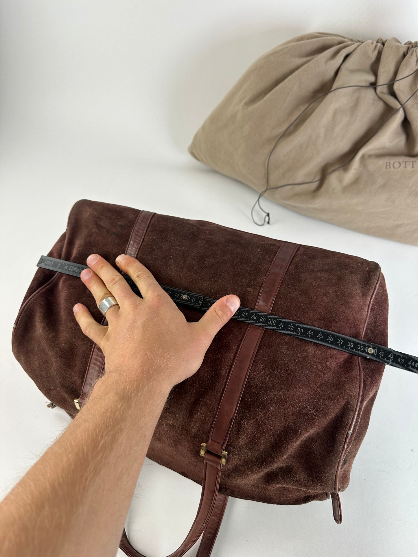 Vintage Bottega Veneta Suede Weekender Duffle Bag Burgundy