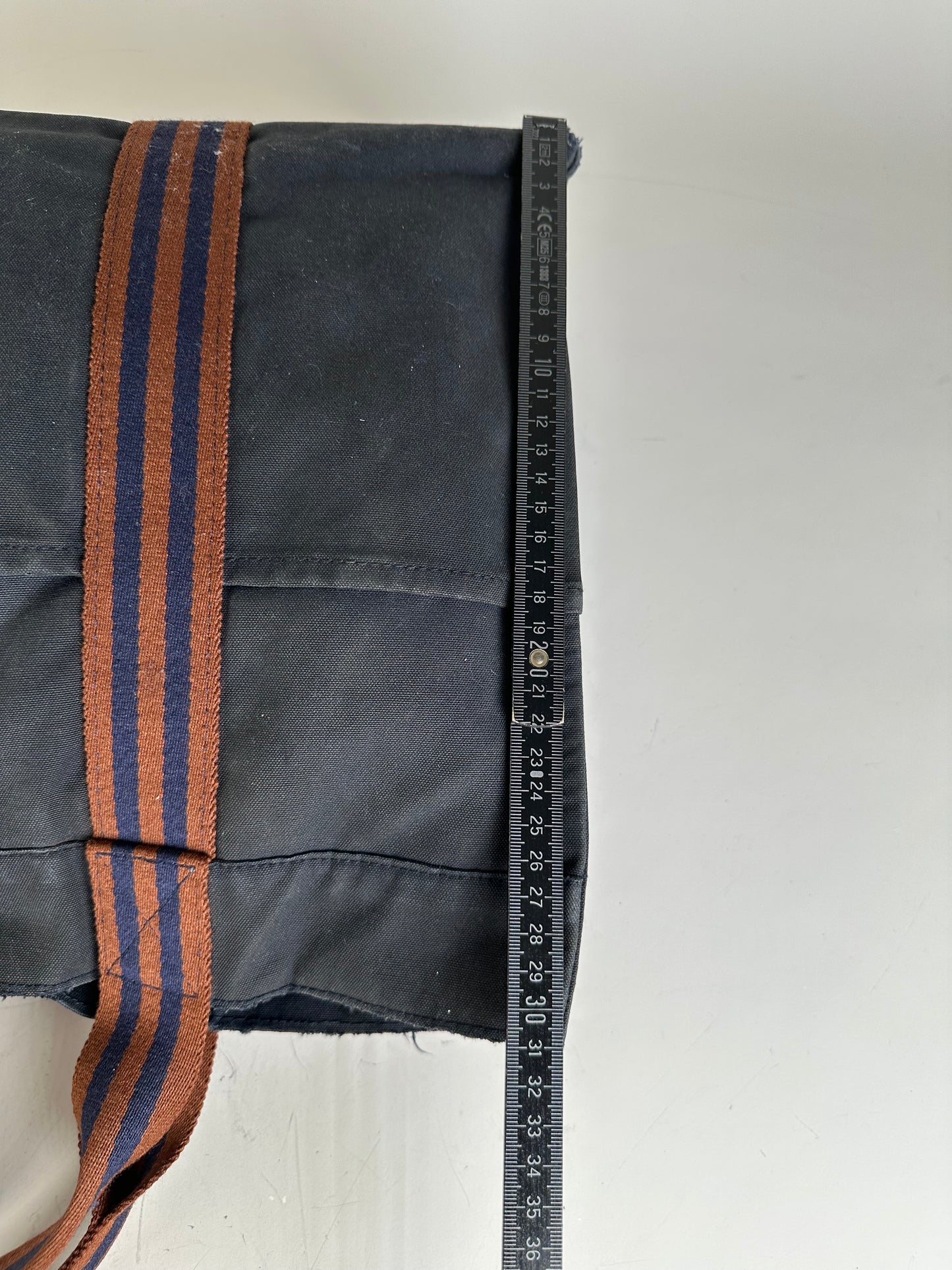 Vintage Hermes Canvas Tote Navy Brown Stripe