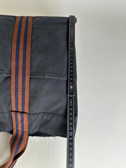 Vintage Hermes Canvas Tote Navy Brown Stripe
