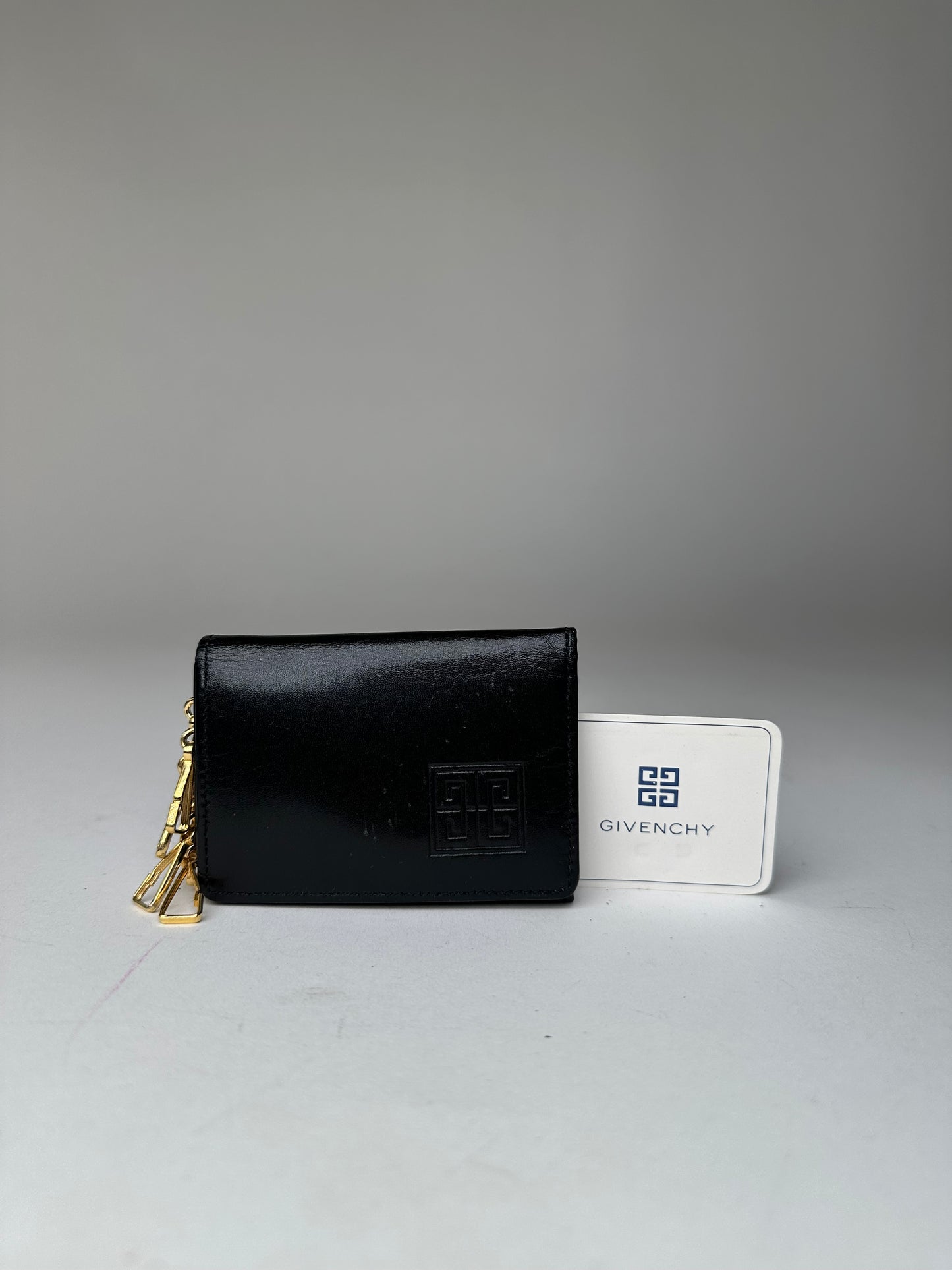 Vintage Givenchy 4G Logo Leather Key Holder Black