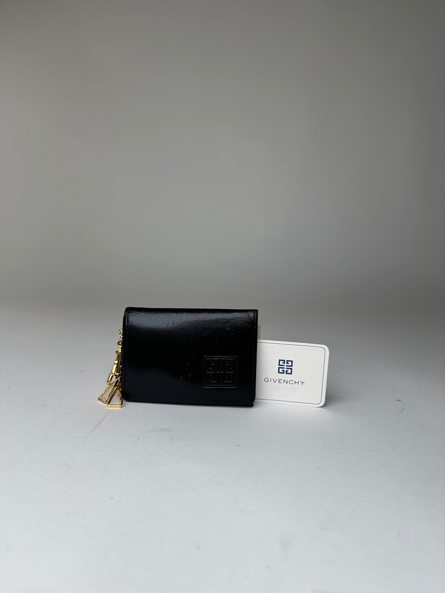 Vintage Givenchy 4G Logo Leather Key Holder Black
