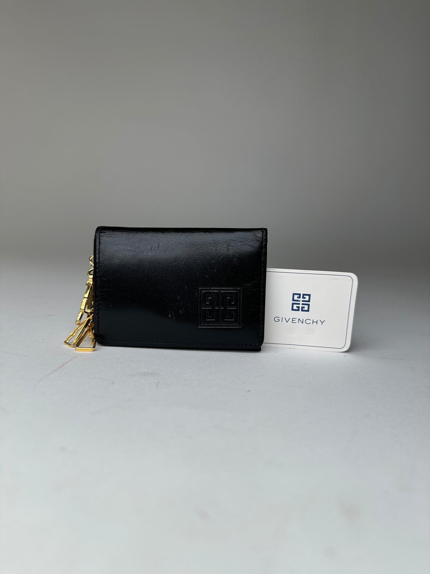 Vintage Givenchy 4G Logo Leather Key Holder Black