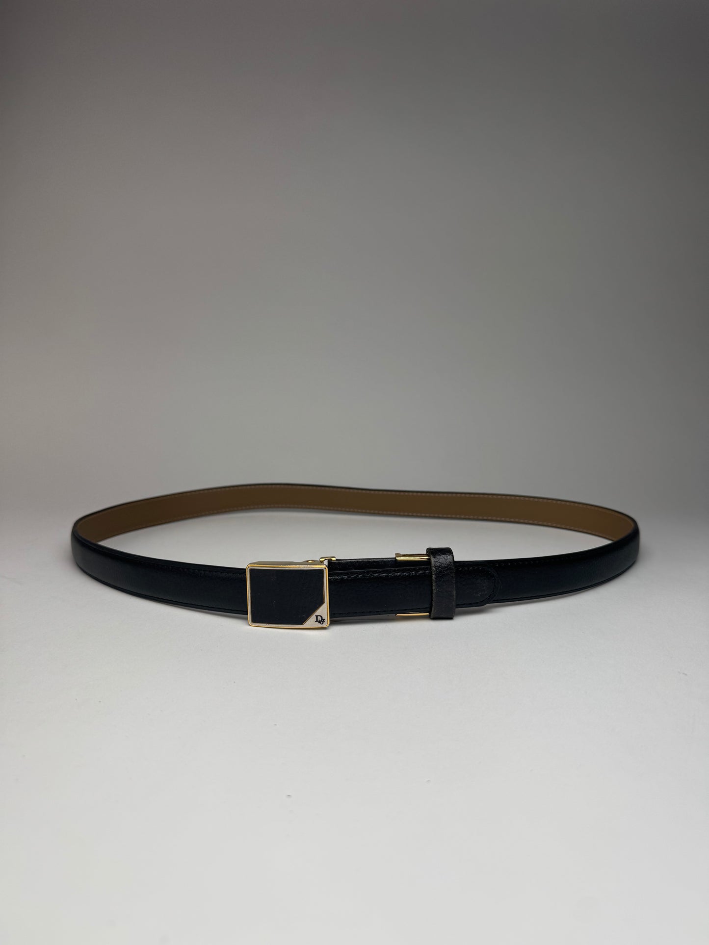 Vintage Dior Leather Belt black snake emblossed