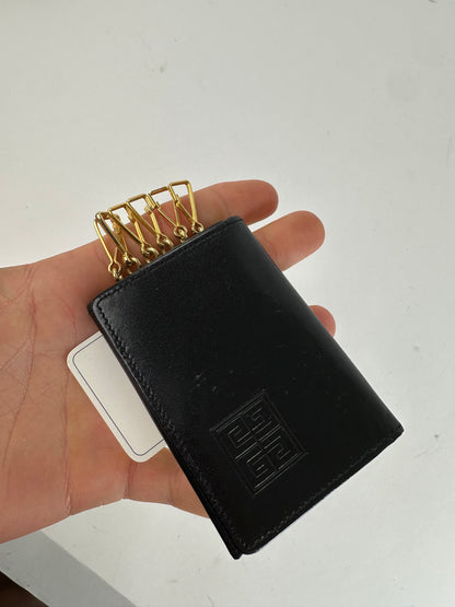 Vintage Givenchy 4G Logo Leather Key Holder Black