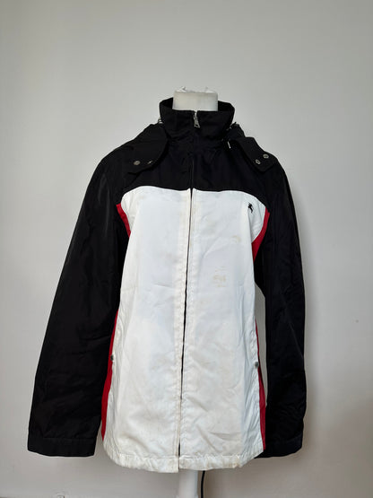 Vintage Burberry Men's Logo Press Stud Jacket Black White Red L
