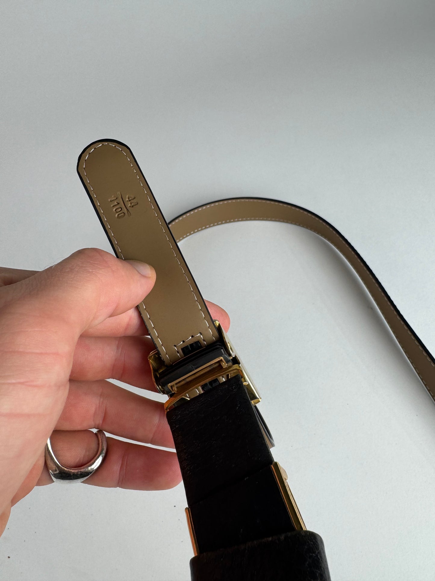 Vintage Dior Leather Belt black snake emblossed