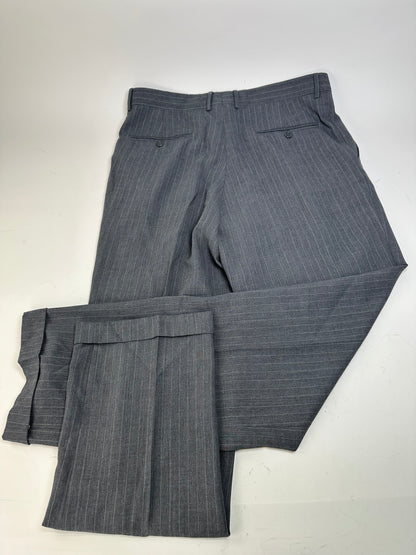 Vintage Mens Givenchy Pinstripe Wool Suit Grey M