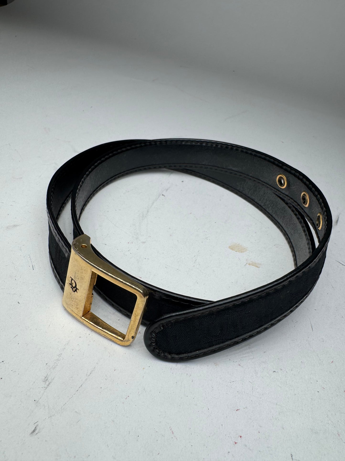 Vintage Dior Monogram Belt Black 