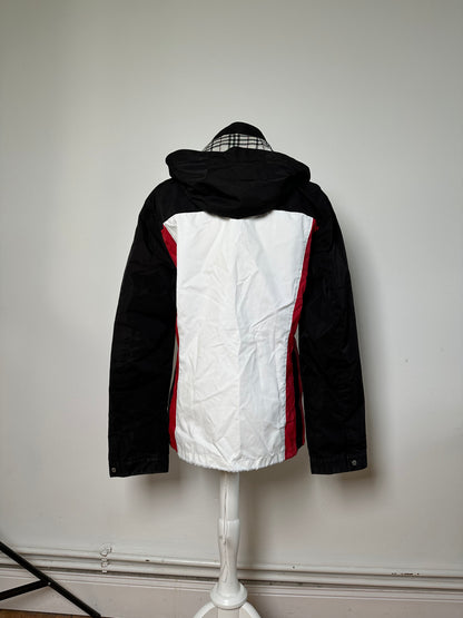 Vintage Burberry Men's Logo Press Stud Jacket Black White Red L