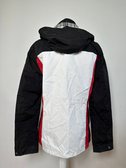 Vintage Burberry Men's Logo Press Stud Jacket Black White Red L