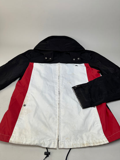 Vintage Burberry Men's Logo Press Stud Jacket Black White Red L