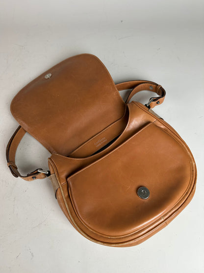 Vintage Gianni Versace Leather Suede Shoulder Bag Tan Beige
