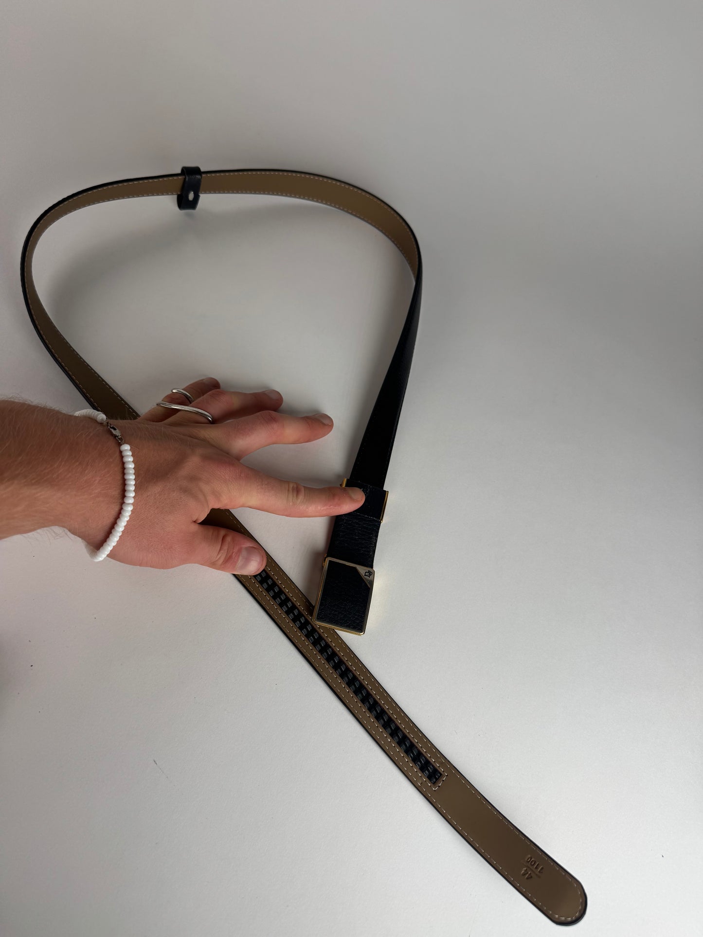 Vintage Dior Leather Belt black snake emblossed