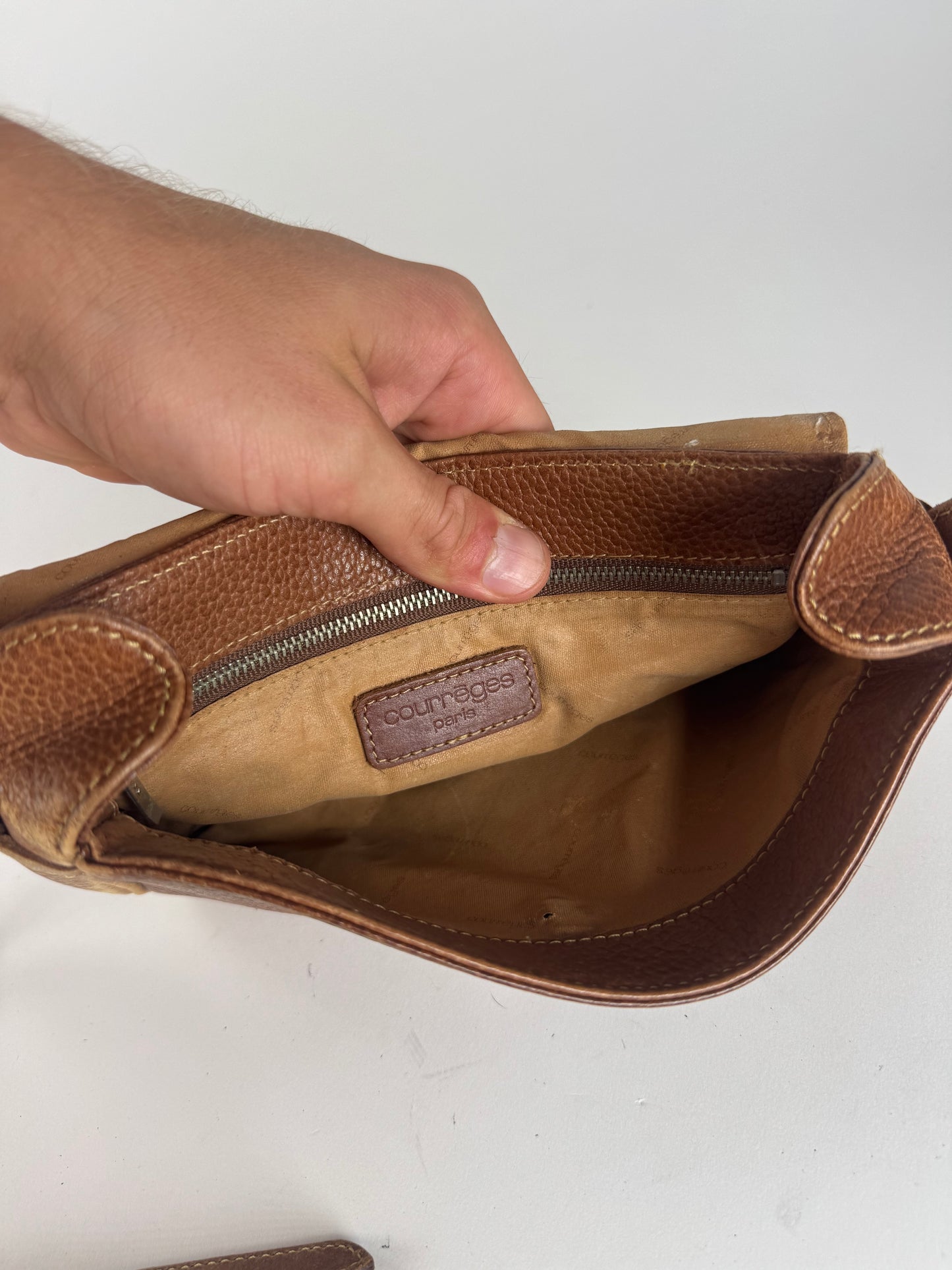 Sac Courreges vintage en cuir marron