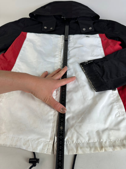 Vintage Burberry Men's Logo Press Stud Jacket Black White Red L