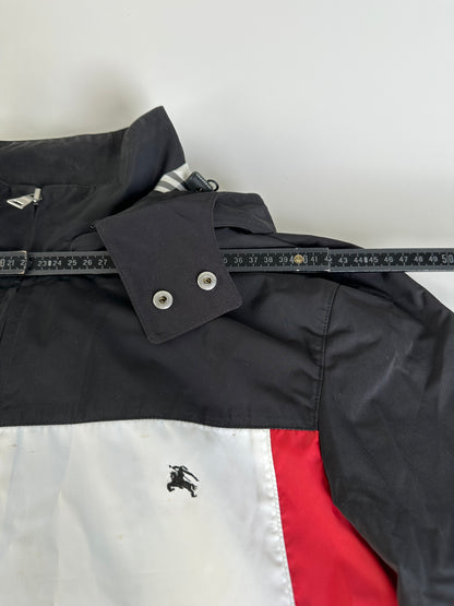 Vintage Burberry Men's Logo Press Stud Jacket Black White Red L