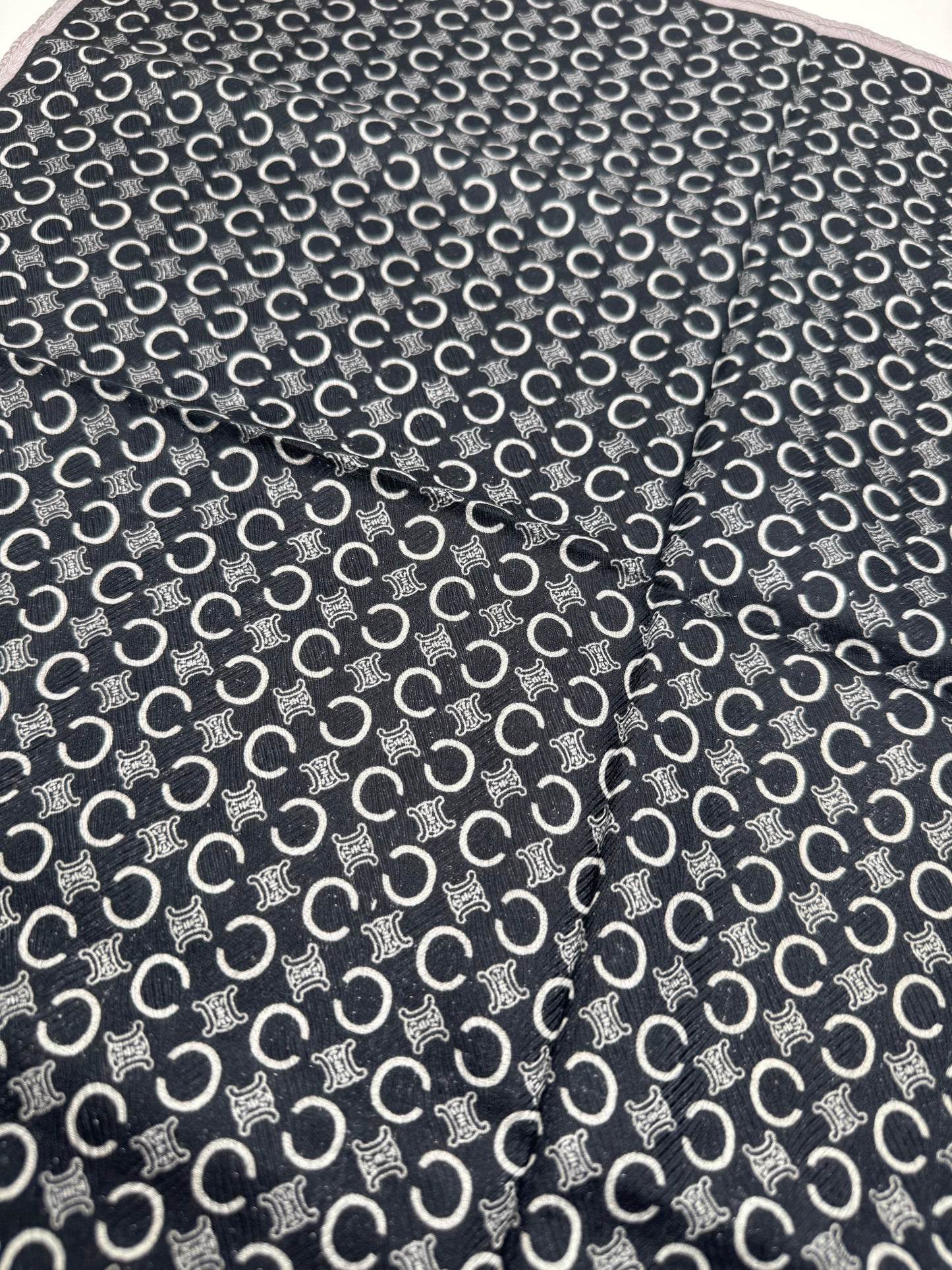 Vintage Celine Macadam Monogram Scarf Black white