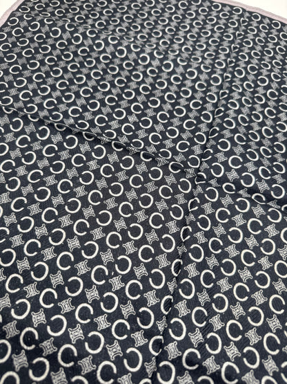Vintage Celine Macadam Monogram Scarf Black white