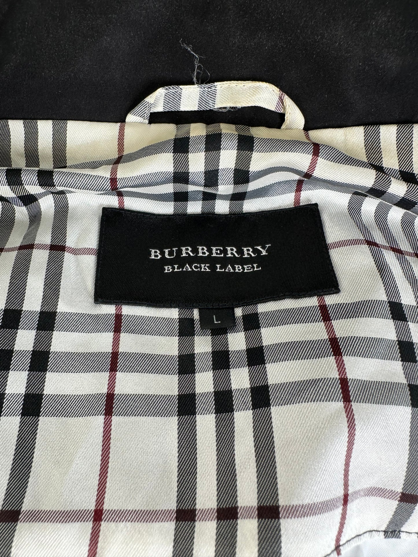 Vintage Burberry Men's Logo Press Stud Jacket Black White Red L