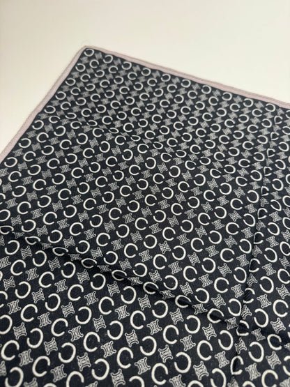 Vintage Celine Macadam Monogram Scarf Black white