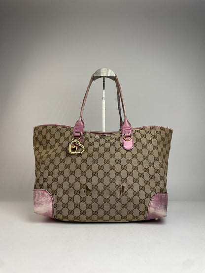 Vintage Gucci Monogram Tote Bahg Beige Purple