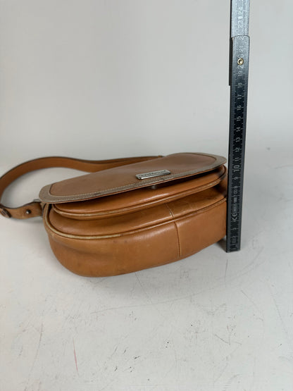 Vintage Gianni Versace Leather Suede Shoulder Bag Tan Beige