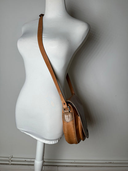 Vintage Gianni Versace Leather Suede Shoulder Bag Tan Beige