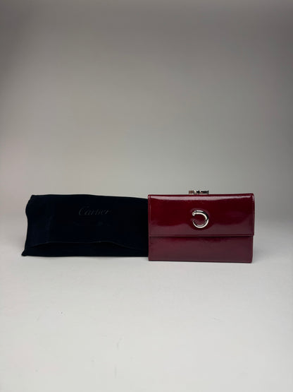 Vintage Cartier Panthere Patent Leather Wallet Burgundy