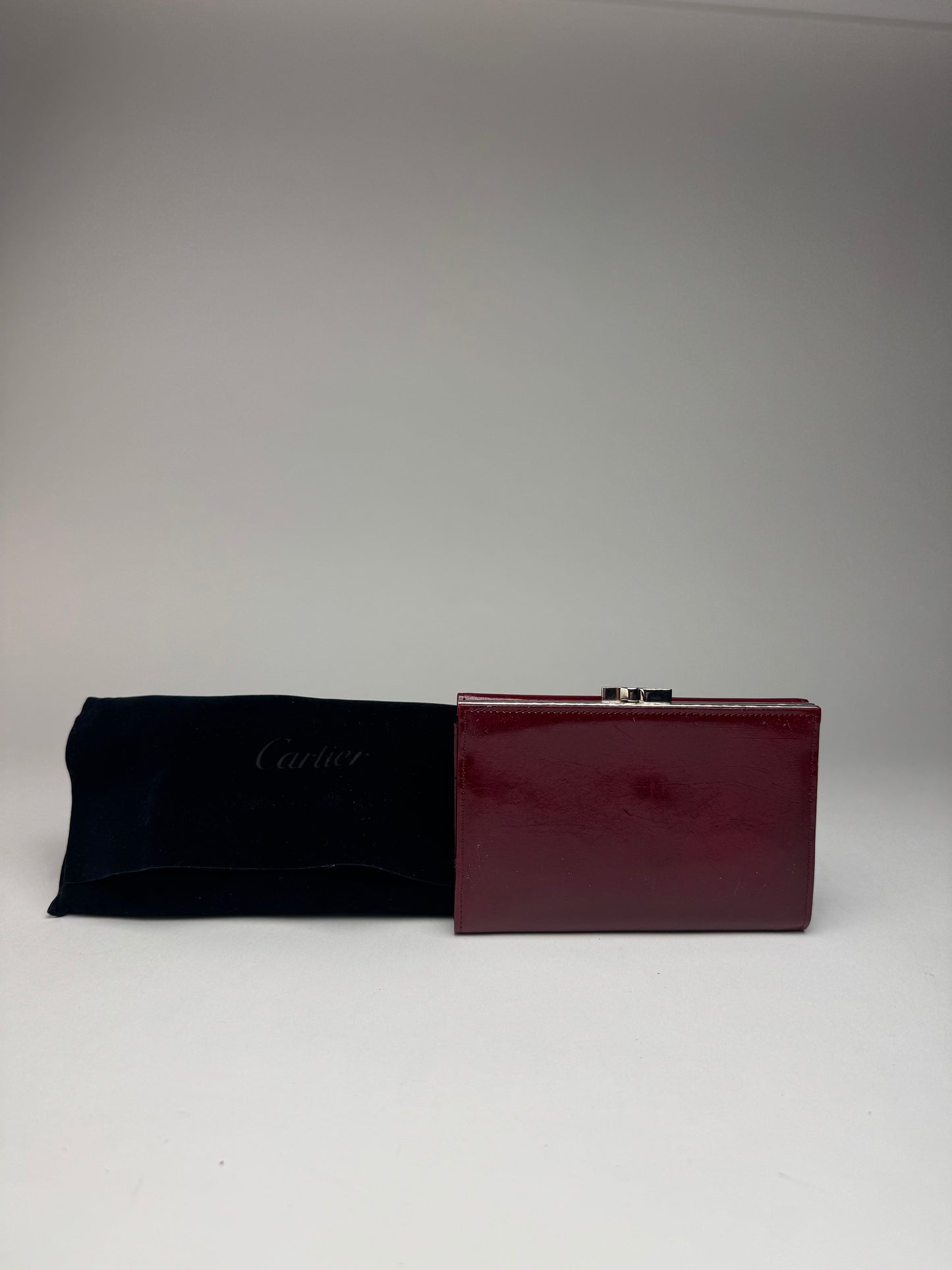 Vintage Cartier Panthere Patent Leather Wallet Burgundy