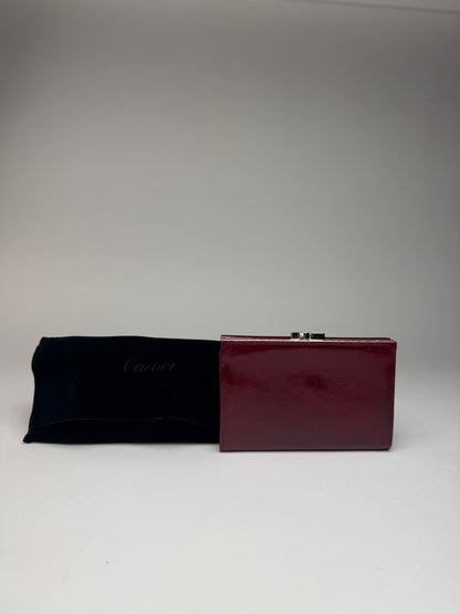 Vintage Cartier Panthere Patent Leather Wallet Burgundy