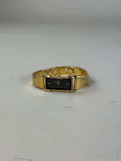 Vintage Saint Laurent Bracelet Watch Gold Black Dial