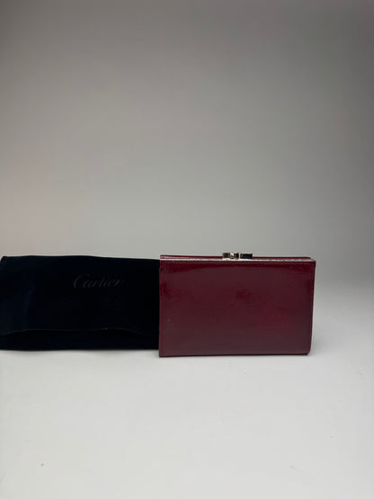 Vintage Cartier Panthere Patent Leather Wallet Burgundy