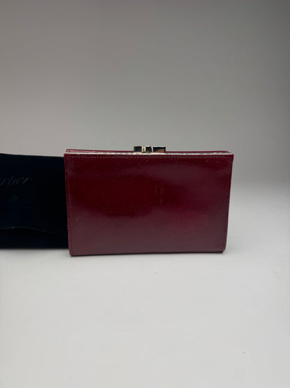Vintage Cartier Panthere Patent Leather Wallet Burgundy