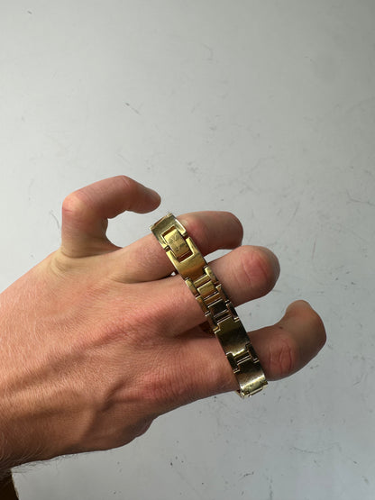 Vintage Saint Laurent Bracelet Watch Gold Black Dial